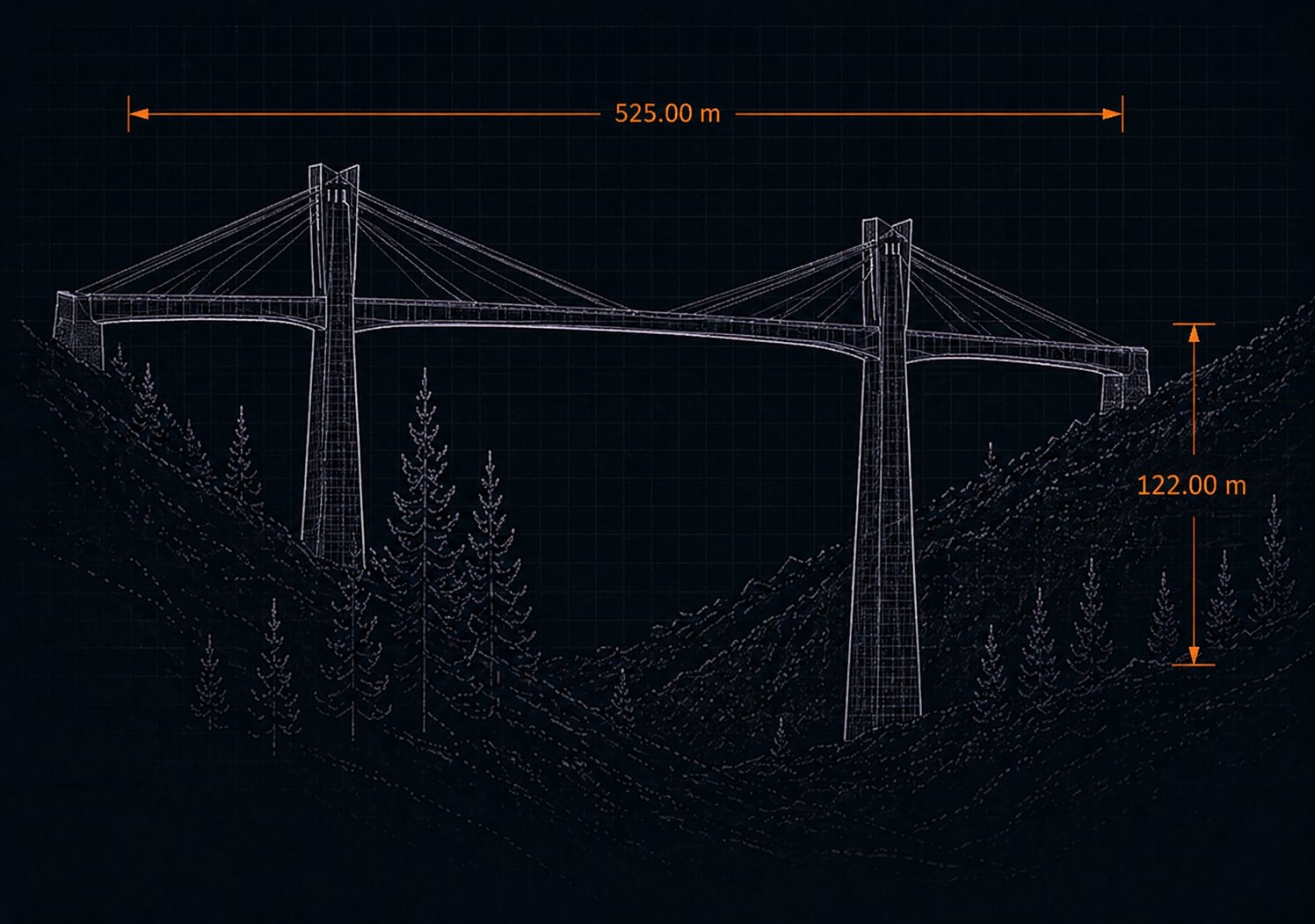 Bridge viaduct blueprint illustration